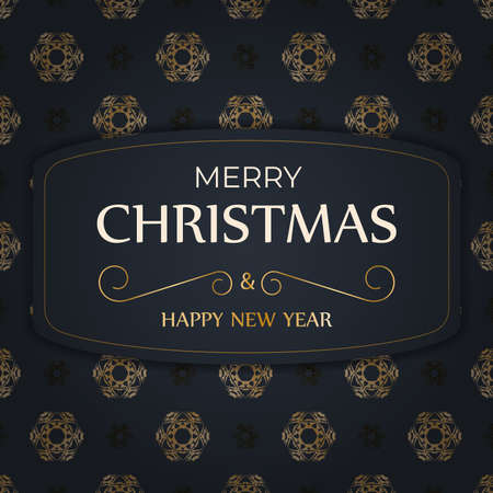Brochure template Merry christmas and happy new year in dark blue color with luxury gold ornamentsのイラスト素材
