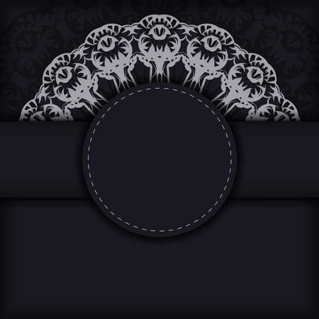 Template Congratulatory Brochure in black with brown Indian ornamentのイラスト素材