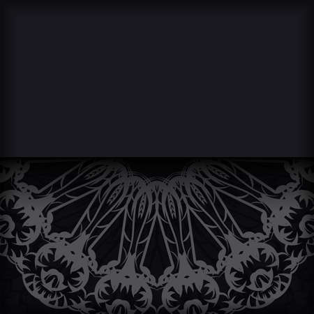 The postcard is in black color with a luxurious brown pattern, ready for printing.のイラスト素材