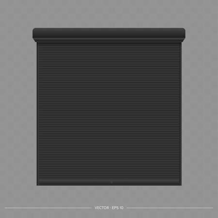 Black Roller shutter on the euro window. Realistic euro window with roller shutters vector.のイラスト素材