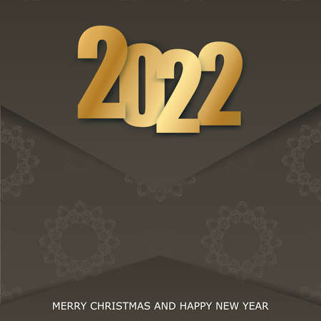2022 Postcard Merry Christmas And Happy New Year Brown Color Vintage Light Pattern