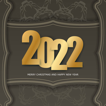 2022 postcard merry christmas and happy new year brown color with abstract light patternのイラスト素材