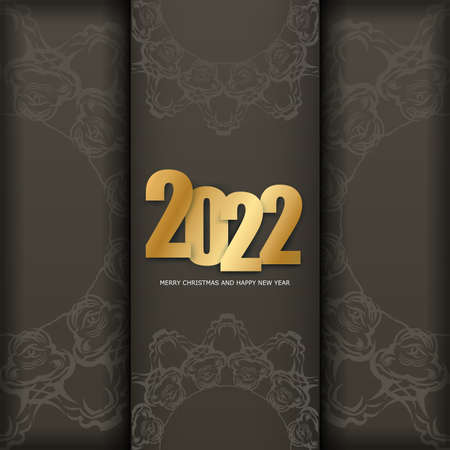 Brochure 2022 Happy New Year Brown color with winter light patternのイラスト素材