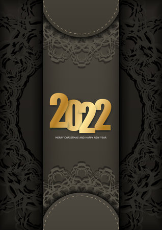 2022 Happy New Year Holiday Flyer in Brown color with vintage light ornamentのイラスト素材