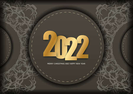 Festive Flyer 2022 Happy New Year Brown color with vintage light patternのイラスト素材