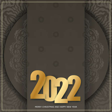 Postcard Template 2022 Happy New Year Brown Color with Vintage Light Ornament