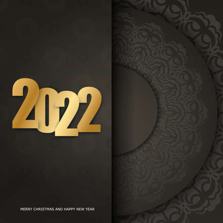 Brochure template 2022 Merry Christmas and Happy New Year Brown color with abstract light ornament