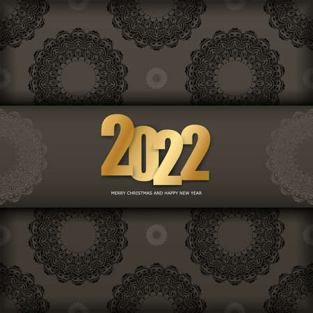 2022 Happy New Year Flyer Template Brown Color Luxury Light Ornamentのイラスト素材