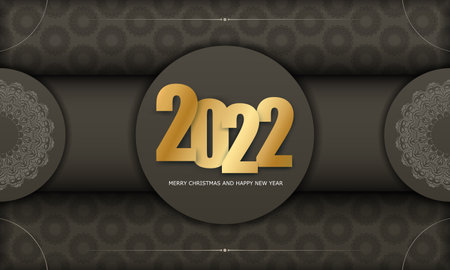 Template Greeting card 2022 Merry Christmas Brown color with vintage light pattern