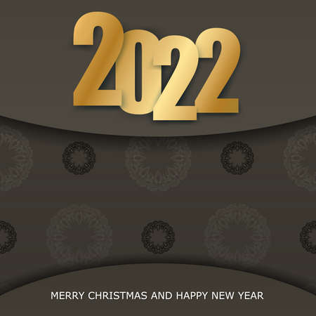 Template Greeting Brochure 2022 Merry Christmas And Happy New Year Brown Color Luxury Light Ornamentのイラスト素材