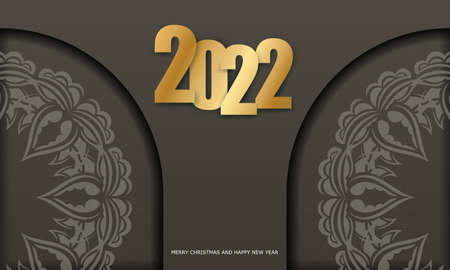 Brochure 2022 Merry Christmas and Happy New Year Brown color with abstract light ornament