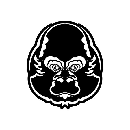 Monkey head coloring book illustration. Black and white lines. Print for t-shirts and coloring books.のイラスト素材