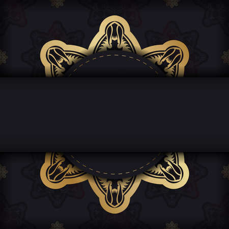 Flyer in black with luxurious gold ornaments for your brand.のイラスト素材