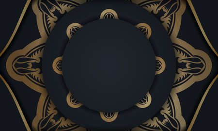 Black banner with antique gold ornaments and place for text