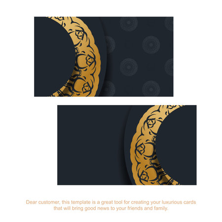 Business card in black with a luxurious gold pattern for your contacts.のイラスト素材