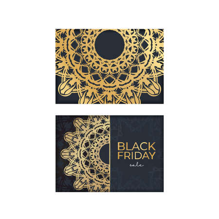 Black Friday Sale Poster Sale Dark Blue With Luxurious Gold Patternのイラスト素材