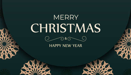 Brochure merry christmas dark green with luxury yellow patternのイラスト素材