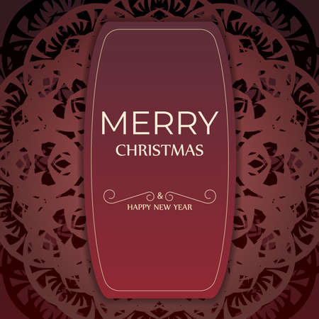 Happy New Year Greeting Card in Red with Vintage Patternのイラスト素材