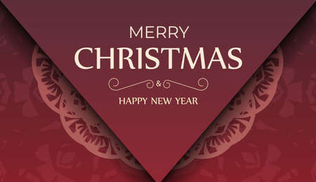 Red Color Happy New Year Greeting Card with Winter Ornamentsのイラスト素材