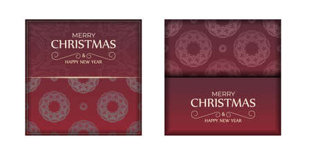 Red Happy New Year Brochure with Vintage Ornamentのイラスト素材