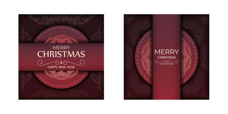 Red color happy new year brochure with abstract ornamentのイラスト素材