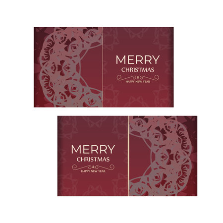 Red color merry christmas flyer with vintage patternのイラスト素材