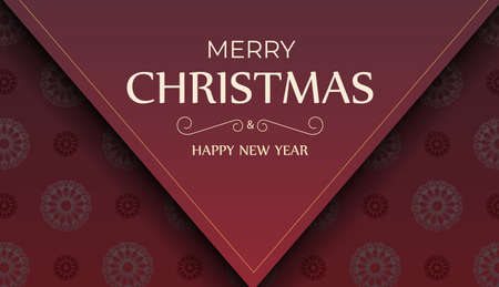 Festive Brochure Merry Christmas and Happy New Year Red color with abstract patternのイラスト素材