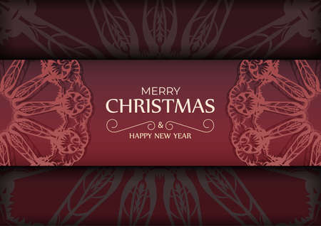 Red Color Merry Christmas Holiday Flyer with Abstract Ornamentのイラスト素材