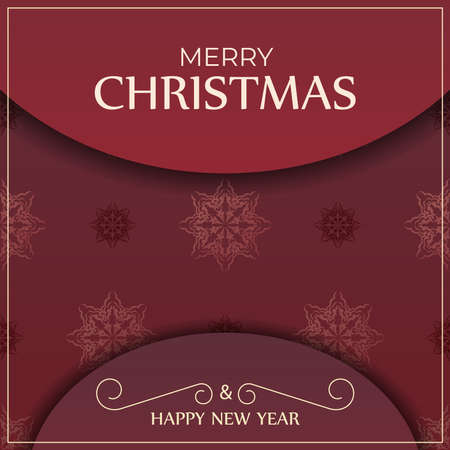 Happy New Year Greeting Card Template Red Color Luxury Ornamentのイラスト素材