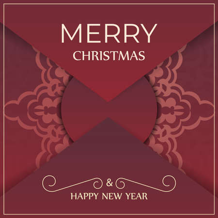 Happy New Year Greeting Card Template Red Color Vintage Ornamentのイラスト素材