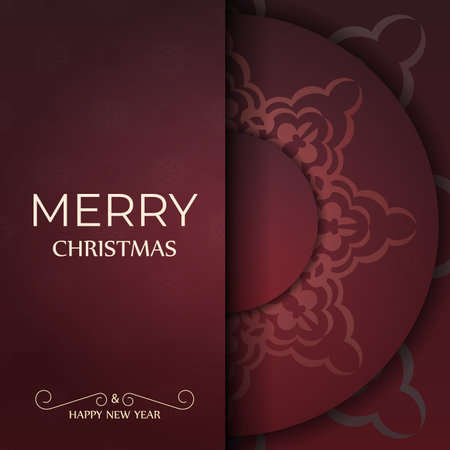Brochure Template Merry Christmas and Happy New Year Red color with abstract ornamentのイラスト素材
