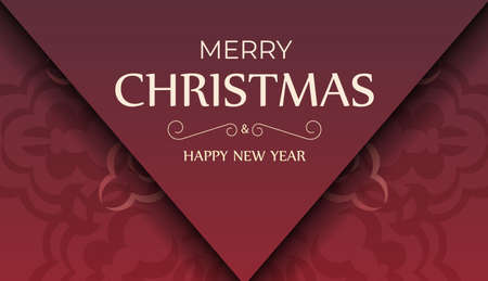 Brochure Template Merry Christmas Red Color with Winter Ornamentのイラスト素材