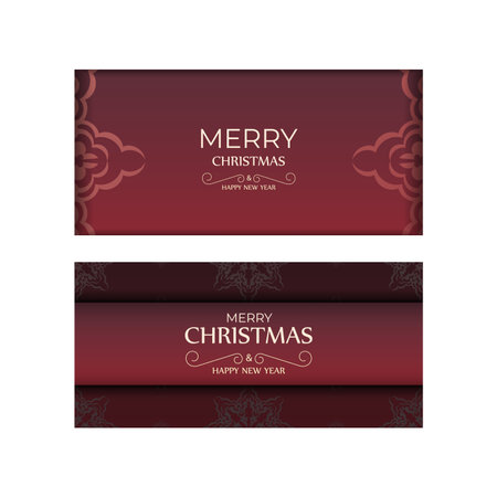 Red Color Happy New Year Flyer Template with Vintage Patternのイラスト素材