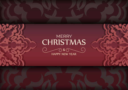 Red Color Happy New Year Flyer Template with Abstract Ornamentのイラスト素材