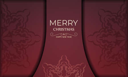 Template Greeting card Happy New Year Red color with winter ornamentのイラスト素材