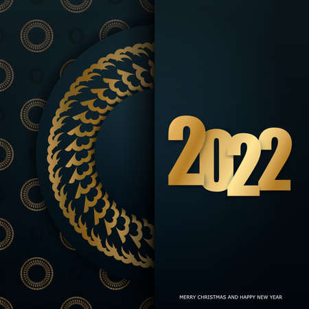 Festive Brochure 2022 Merry Christmas and Happy New Year Dark blue with luxury gold pattern