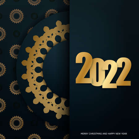 Brochure Template 2022 Merry Christmas Dark Blue Luxury Gold Patternのイラスト素材