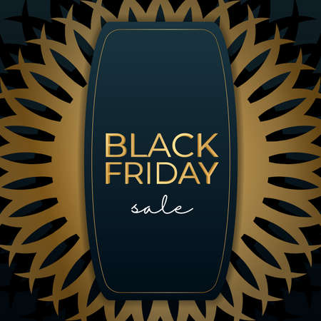 Blue black friday sale poster with vintage gold patternのイラスト素材