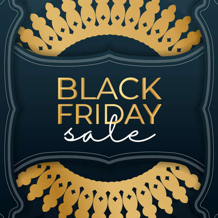 Blue Black Friday Sale with Geometric Gold Patternのイラスト素材