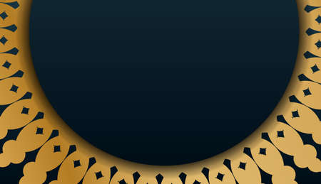 Advertising For black friday in blue with luxurious gold ornaments