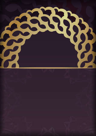 Brochure in burgundy color with luxurious gold ornamentation prepared for typography.のイラスト素材