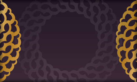 Burgundy banner with antique gold ornamentsのイラスト素材