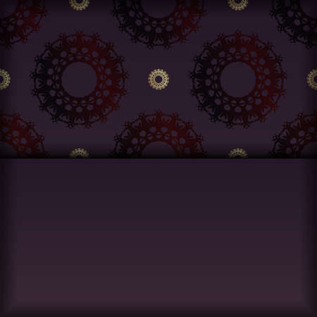 Greeting Brochure burgundy with vintage gold pattern for your brand.のイラスト素材