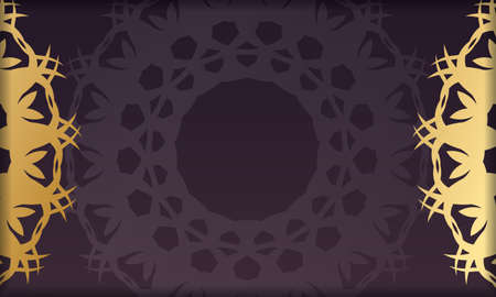 Burgundy banner with vintage gold patternのイラスト素材