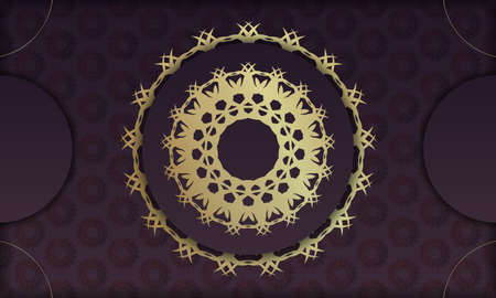 Burgundy banner with antique gold patternのイラスト素材