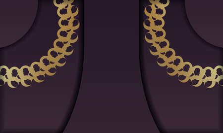 Banner of burgundy color with mandala gold ornament for designのイラスト素材
