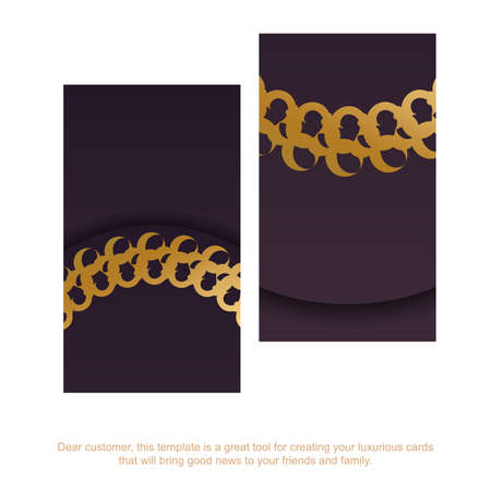 Burgundy business card with Indian gold pattern for your business.のイラスト素材