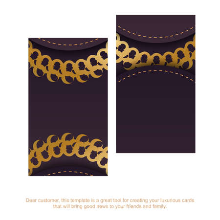 Burgundy business card with Indian gold pattern for your brand.のイラスト素材