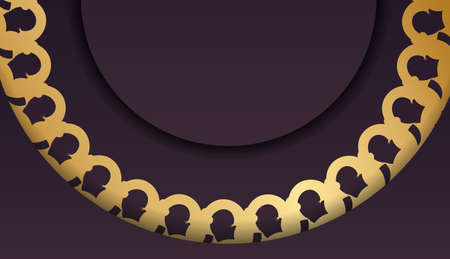 Burgundy background with antique gold ornaments and place for your textのイラスト素材