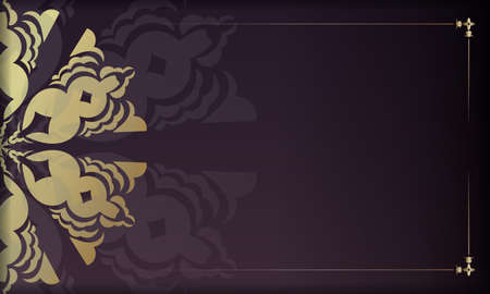 Background of burgundy color with mandala gold pattern for design under your textのイラスト素材